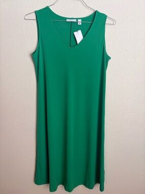 Susan Graver Teal Sleeveless Midi Shift Dress (COLOR - GREEN)